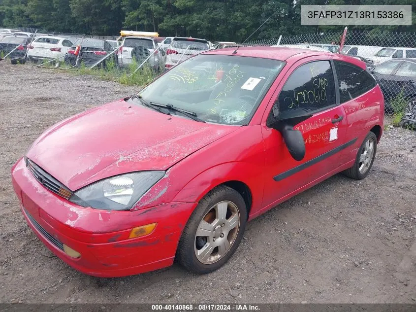 2003 Ford Focus Zx3 VIN: 3FAFP31Z13R153386 Lot: 40140868