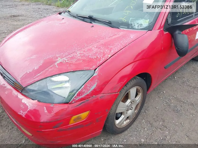 2003 Ford Focus Zx3 VIN: 3FAFP31Z13R153386 Lot: 40140868