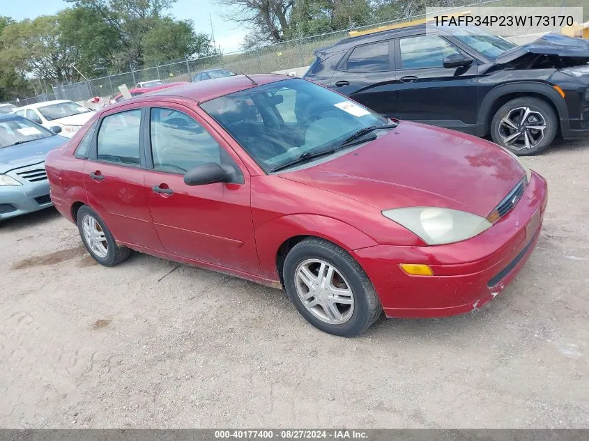 2003 Ford Focus Se VIN: 1FAFP34P23W173170 Lot: 40177400