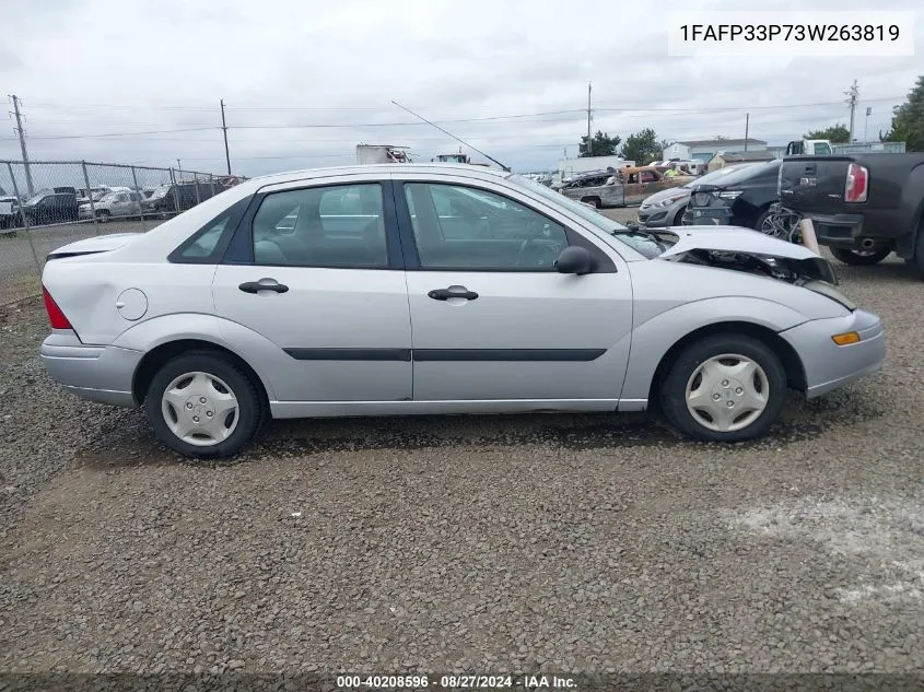 2003 Ford Focus Lx VIN: 1FAFP33P73W263819 Lot: 40208596