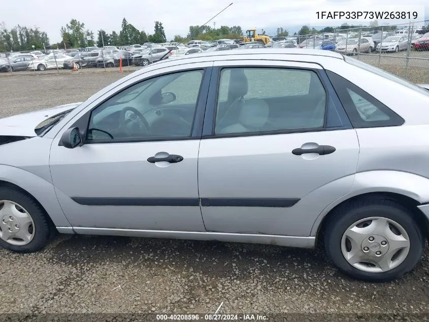 2003 Ford Focus Lx VIN: 1FAFP33P73W263819 Lot: 40208596