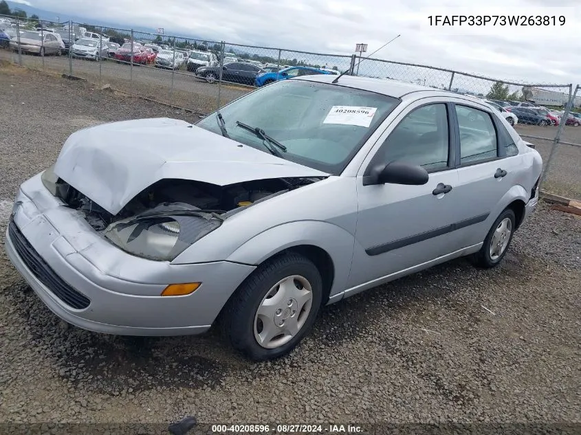 2003 Ford Focus Lx VIN: 1FAFP33P73W263819 Lot: 40208596