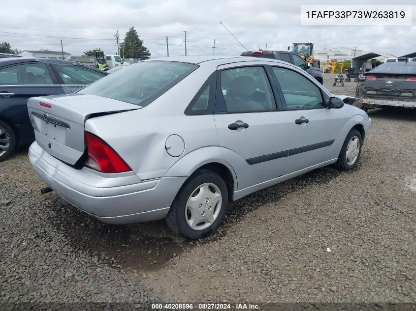 2003 Ford Focus Lx VIN: 1FAFP33P73W263819 Lot: 40208596