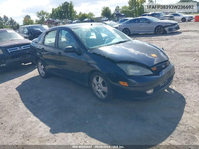 2003 Ford Focus Zts VIN: 1FAFP38393W236692 Lot: 40258647