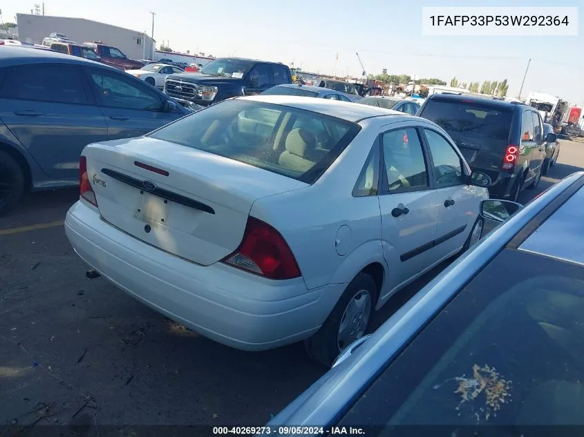 2003 Ford Focus Lx VIN: 1FAFP33P53W292364 Lot: 40269273