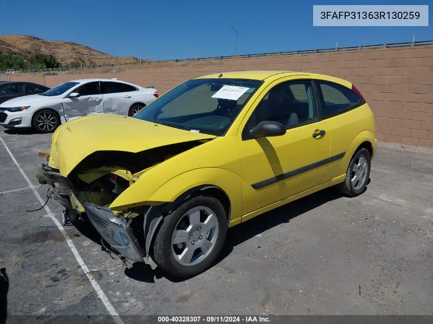 2003 Ford Focus Zx3 VIN: 3FAFP31363R130259 Lot: 40328307