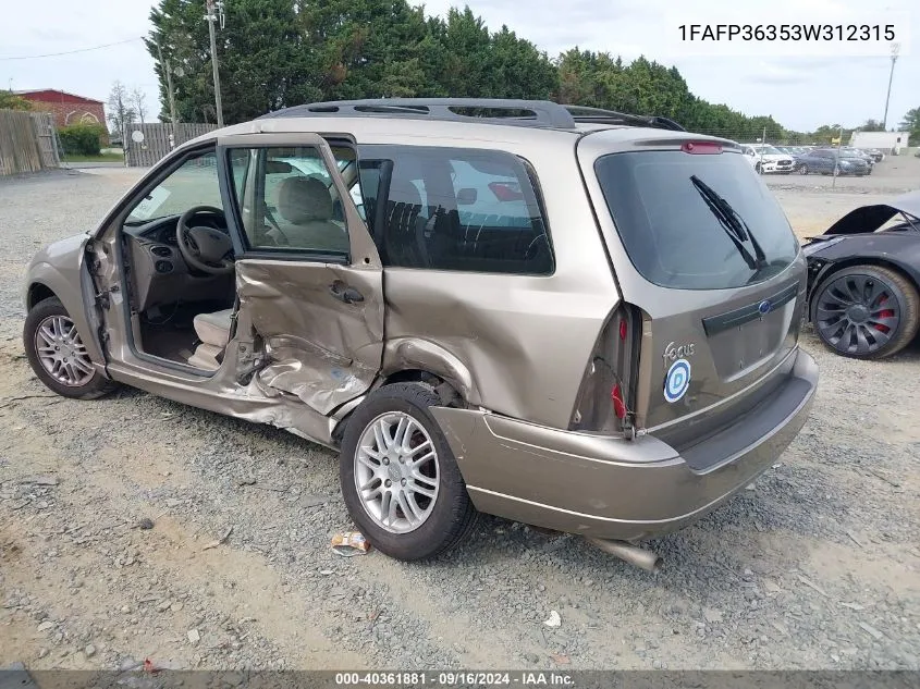 2003 Ford Focus Se/Ztw VIN: 1FAFP36353W312315 Lot: 40361881