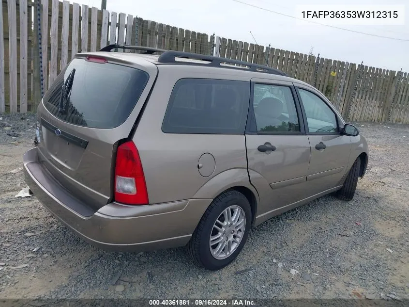 2003 Ford Focus Se/Ztw VIN: 1FAFP36353W312315 Lot: 40361881