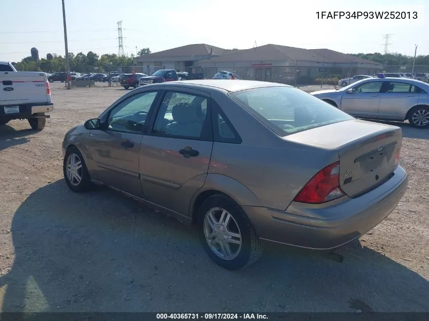 2003 Ford Focus Se VIN: 1FAFP34P93W252013 Lot: 40365731