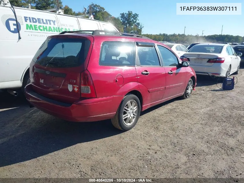 2003 Ford Focus Se/Ztw VIN: 1FAFP36383W307111 Lot: 40543205