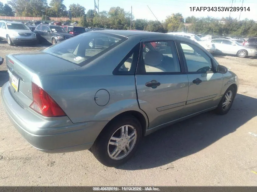 2003 Ford Focus Se VIN: 1FAFP34353W289914 Lot: 40688016