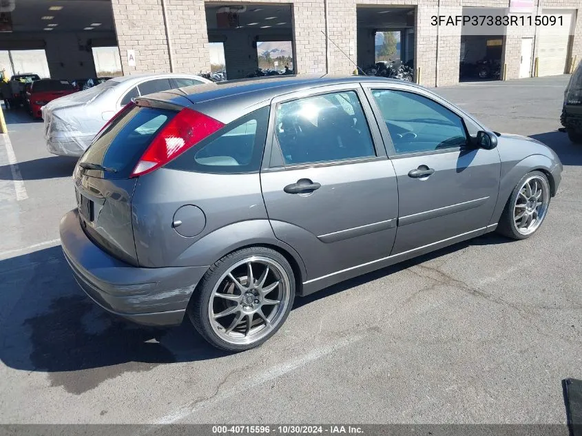 2003 Ford Focus Zx5 VIN: 3FAFP37383R115091 Lot: 40715596