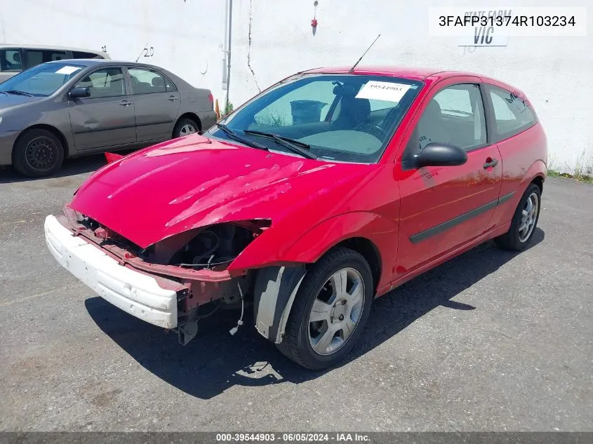 2004 Ford Focus Zx3 VIN: 3FAFP31374R103234 Lot: 39544903