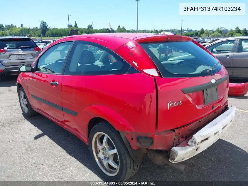 2004 Ford Focus Zx3 VIN: 3FAFP31374R103234 Lot: 39544903