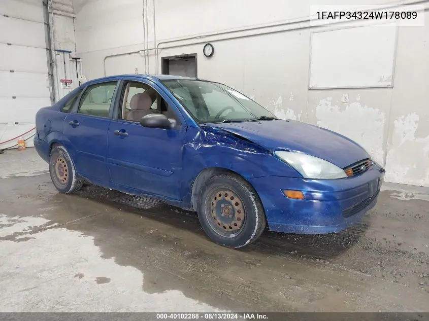 2004 Ford Focus Se VIN: 1FAFP34324W178089 Lot: 40102288