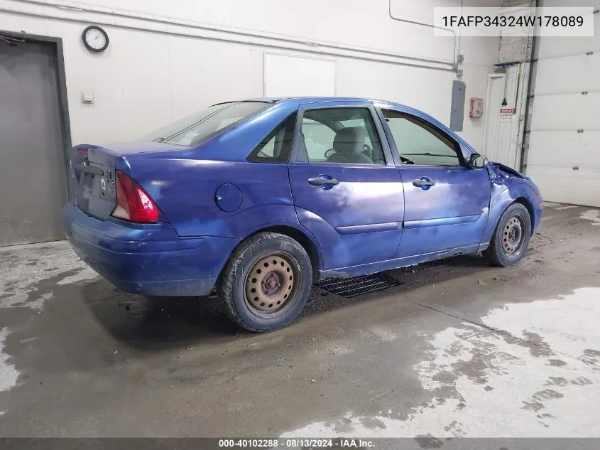 2004 Ford Focus Se VIN: 1FAFP34324W178089 Lot: 40102288