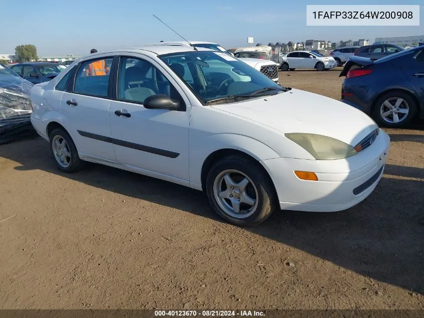 2004 Ford Focus Lx VIN: 1FAFP33Z64W200908 Lot: 40123670