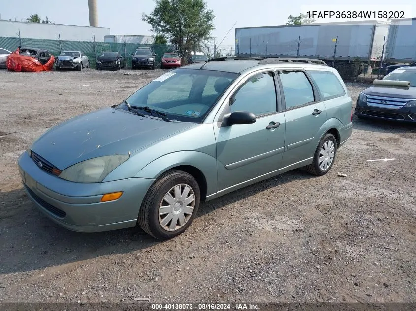 2004 Ford Focus Se VIN: 1FAFP36384W158202 Lot: 40138073