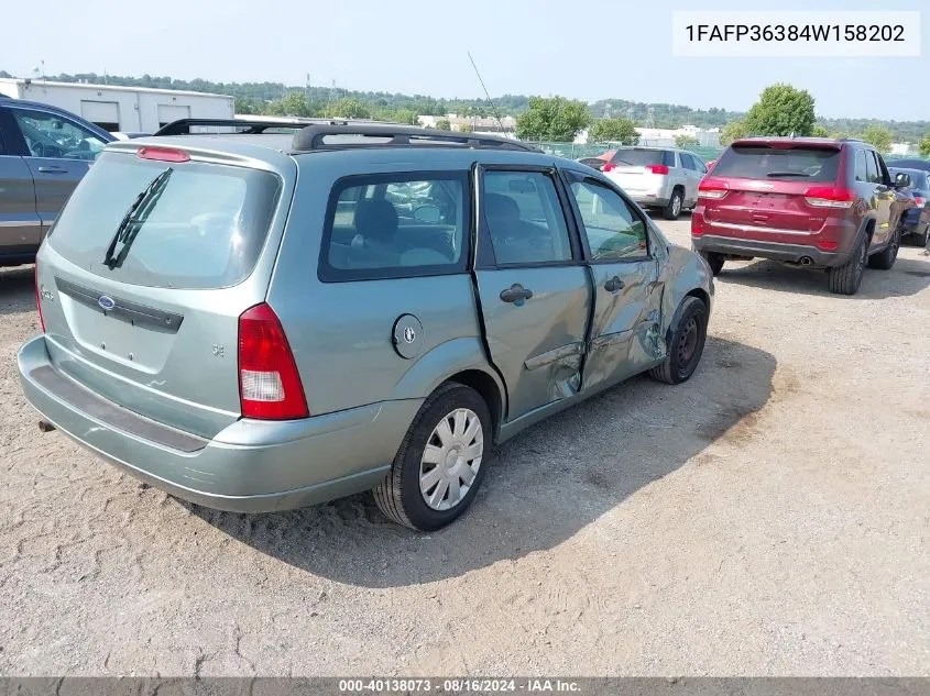 2004 Ford Focus Se VIN: 1FAFP36384W158202 Lot: 40138073