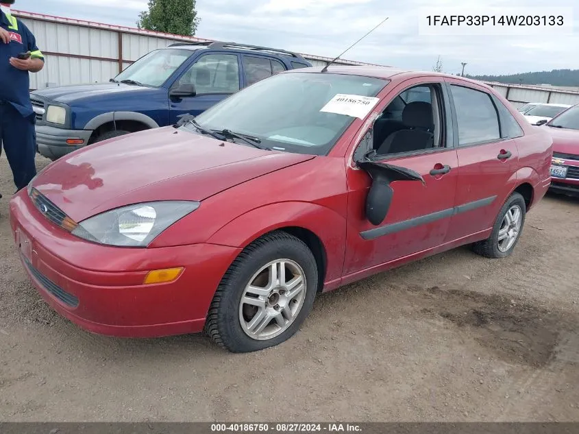 2004 Ford Focus Lx VIN: 1FAFP33P14W203133 Lot: 40186750