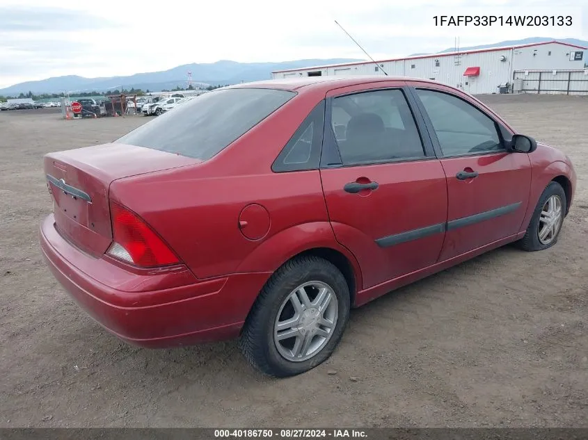 2004 Ford Focus Lx VIN: 1FAFP33P14W203133 Lot: 40186750