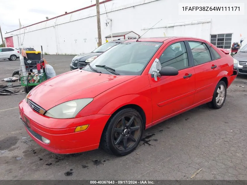 2004 Ford Focus Zts VIN: 1FAFP38Z64W111171 Lot: 40367643