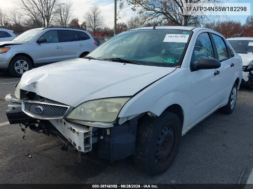 2005 Ford Focus Zx4 VIN: 1FAFP34N55W182298 Lot: 39742152