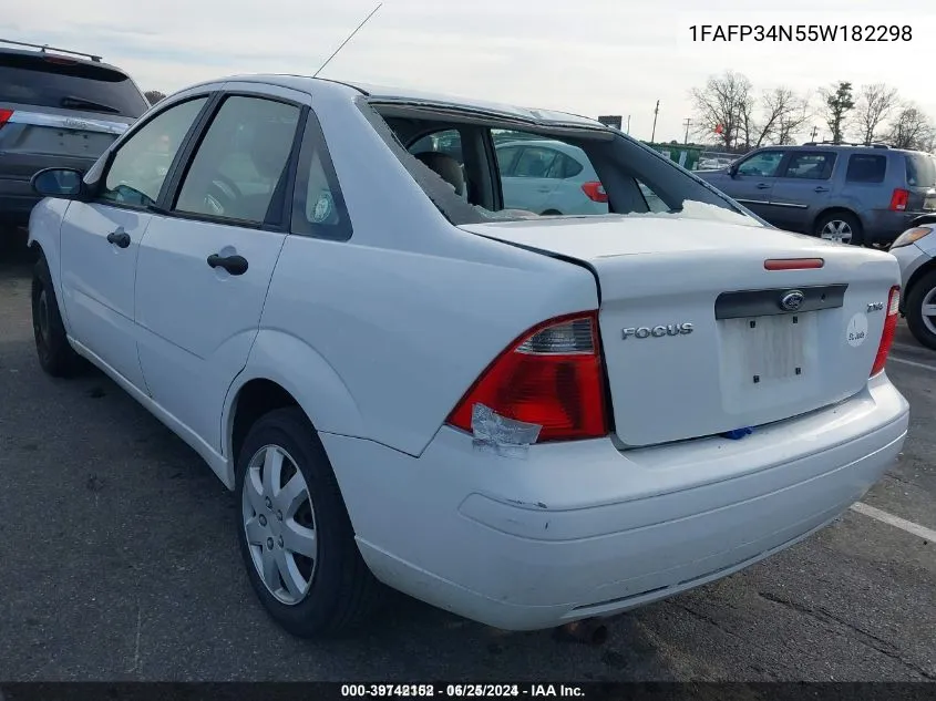 2005 Ford Focus Zx4 VIN: 1FAFP34N55W182298 Lot: 39742152