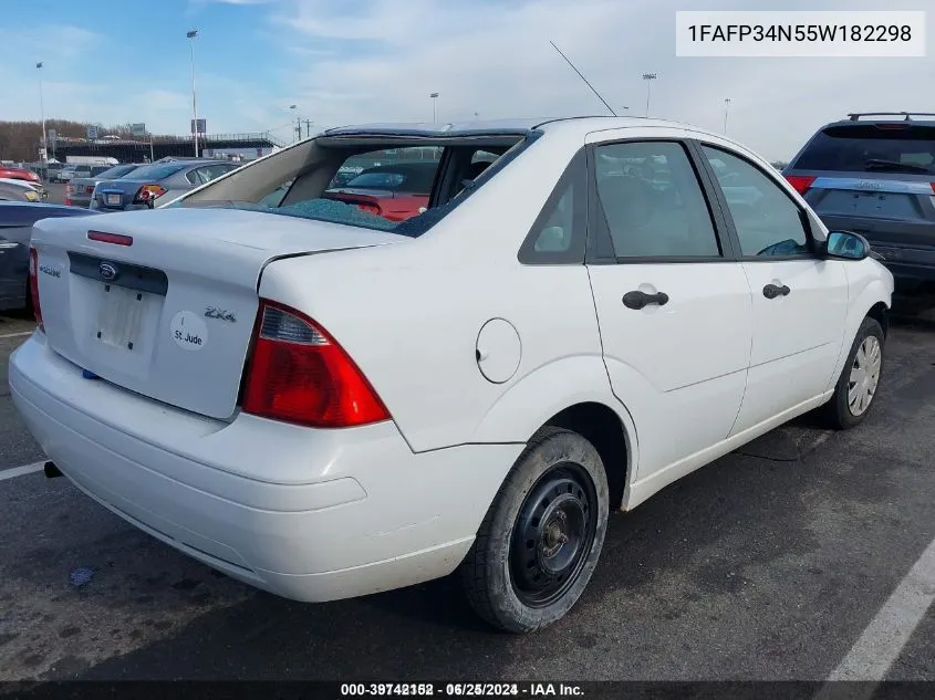 2005 Ford Focus Zx4 VIN: 1FAFP34N55W182298 Lot: 39742152