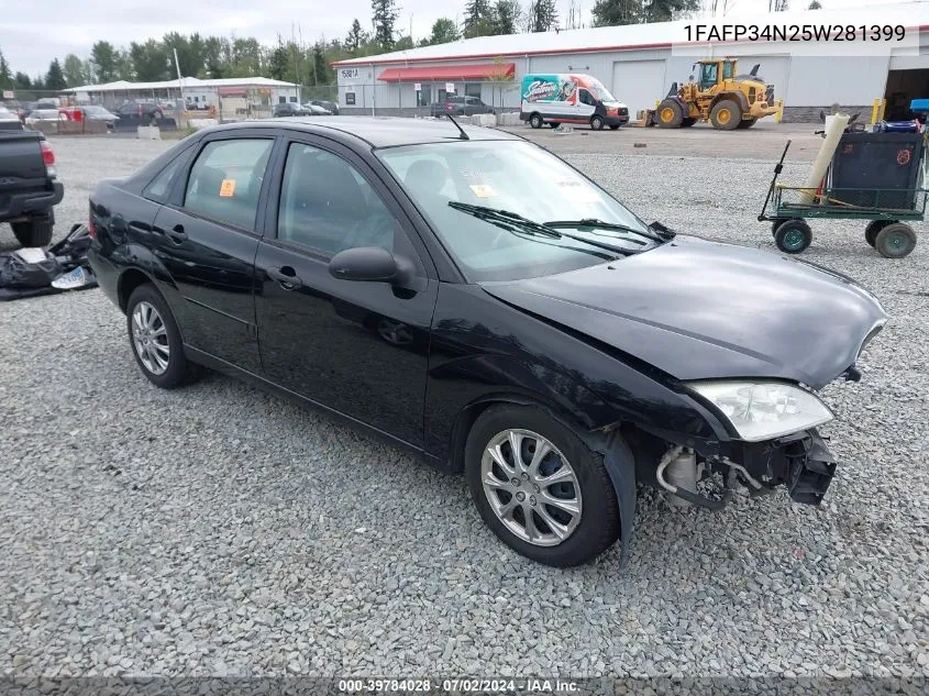 2005 Ford Focus Zx4 VIN: 1FAFP34N25W281399 Lot: 39784028