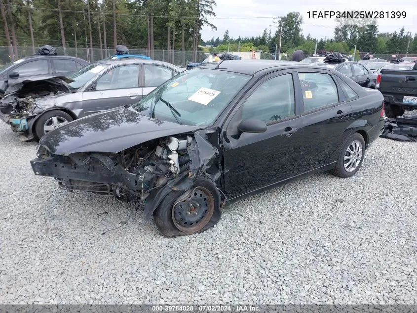 2005 Ford Focus Zx4 VIN: 1FAFP34N25W281399 Lot: 39784028