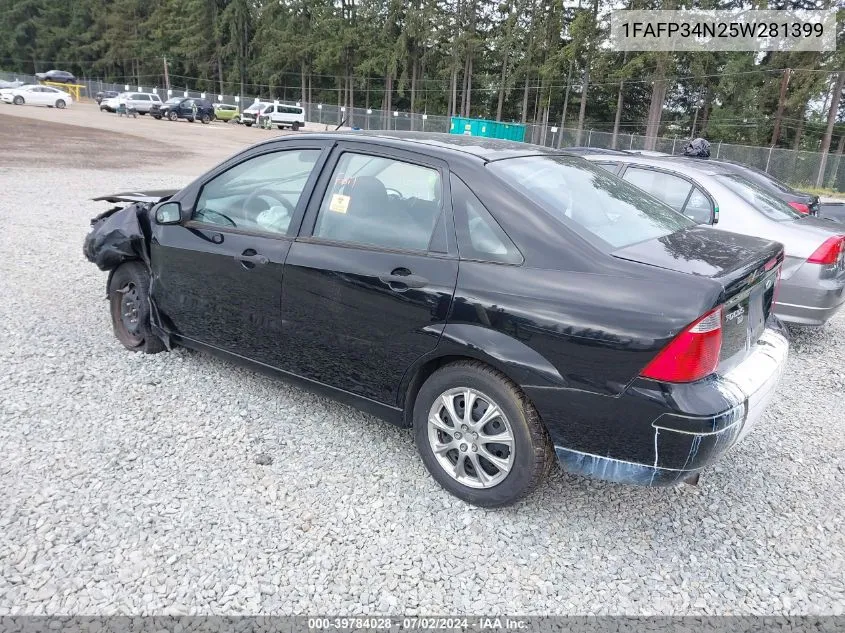 2005 Ford Focus Zx4 VIN: 1FAFP34N25W281399 Lot: 39784028