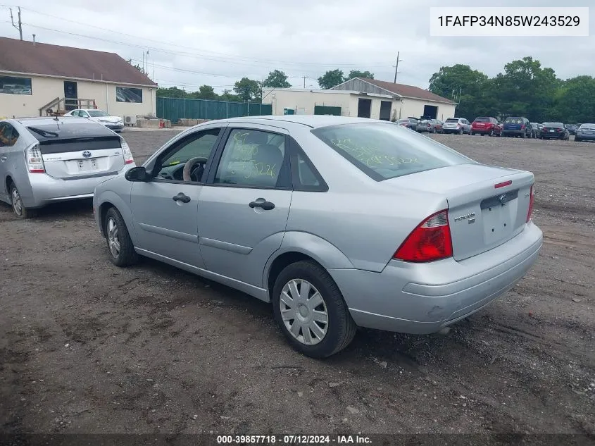 2005 Ford Focus Zx4 VIN: 1FAFP34N85W243529 Lot: 39857718