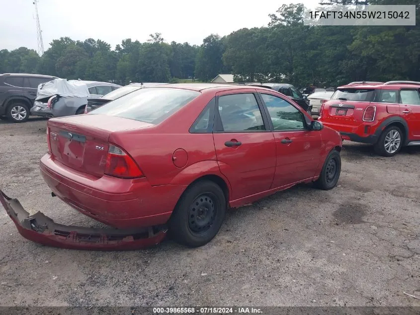 2005 Ford Focus VIN: 1FAFT34N55W215042 Lot: 39865568