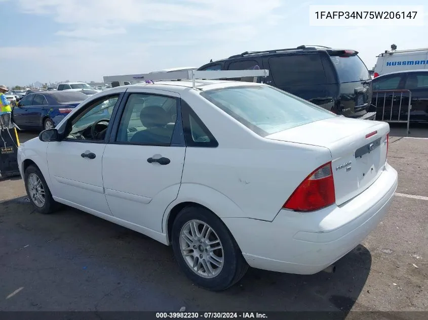 2005 Ford Focus Zx4 VIN: 1FAFP34N75W206147 Lot: 39982230