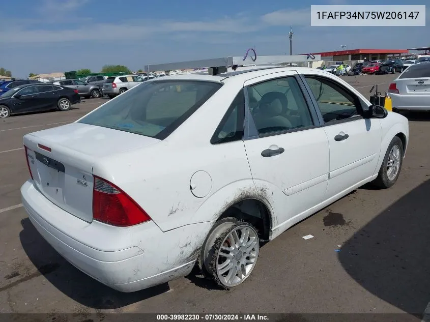 2005 Ford Focus Zx4 VIN: 1FAFP34N75W206147 Lot: 39982230