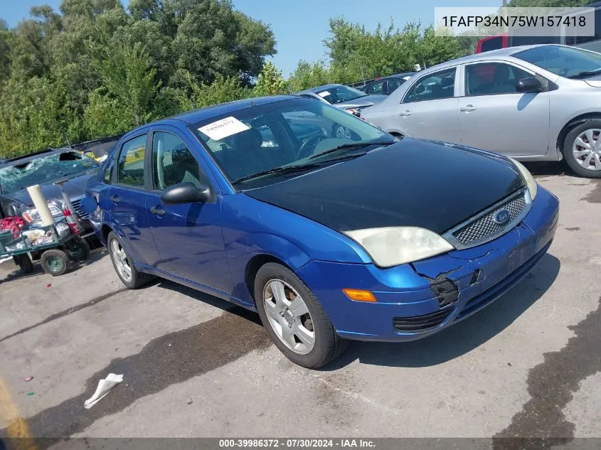 2005 Ford Focus Zx4 VIN: 1FAFP34N75W157418 Lot: 39986372