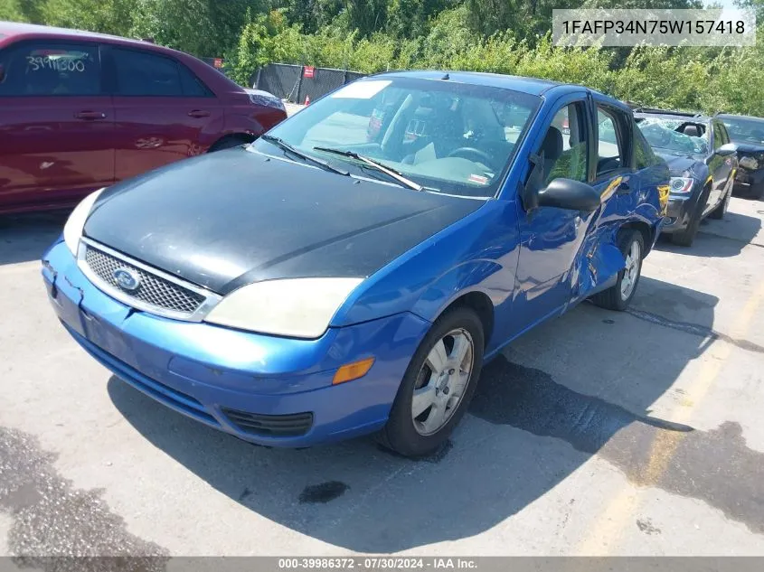 2005 Ford Focus Zx4 VIN: 1FAFP34N75W157418 Lot: 39986372