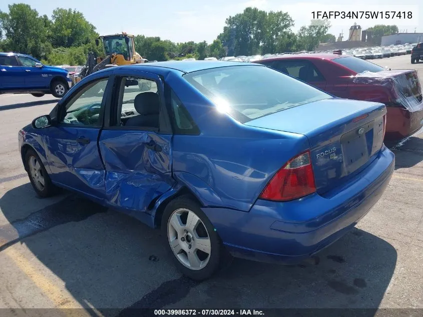 2005 Ford Focus Zx4 VIN: 1FAFP34N75W157418 Lot: 39986372