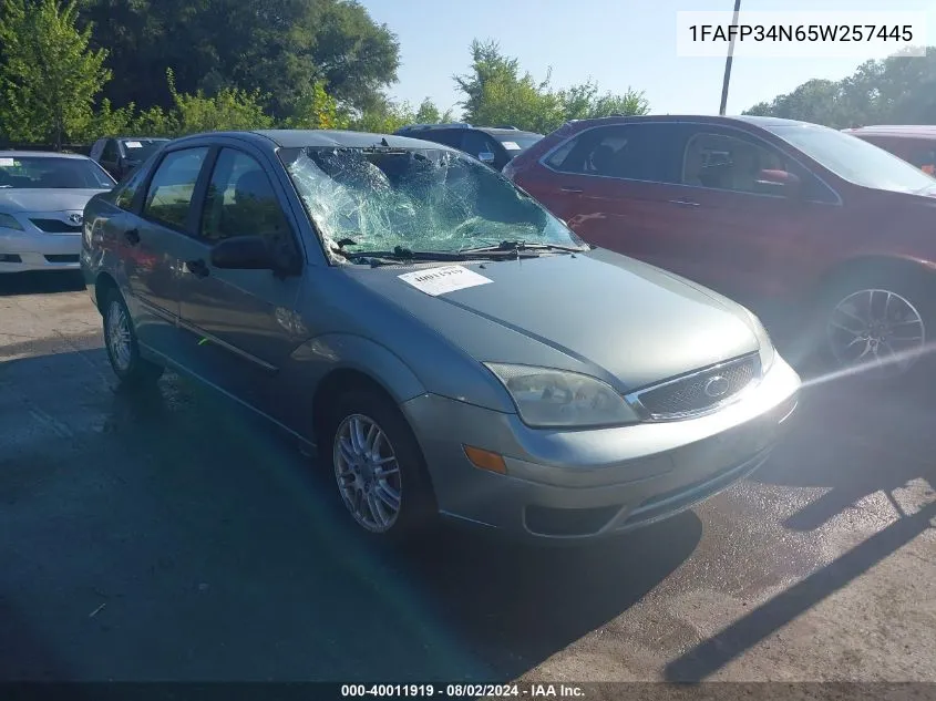 2005 Ford Focus Zx4 VIN: 1FAFP34N65W257445 Lot: 40011919