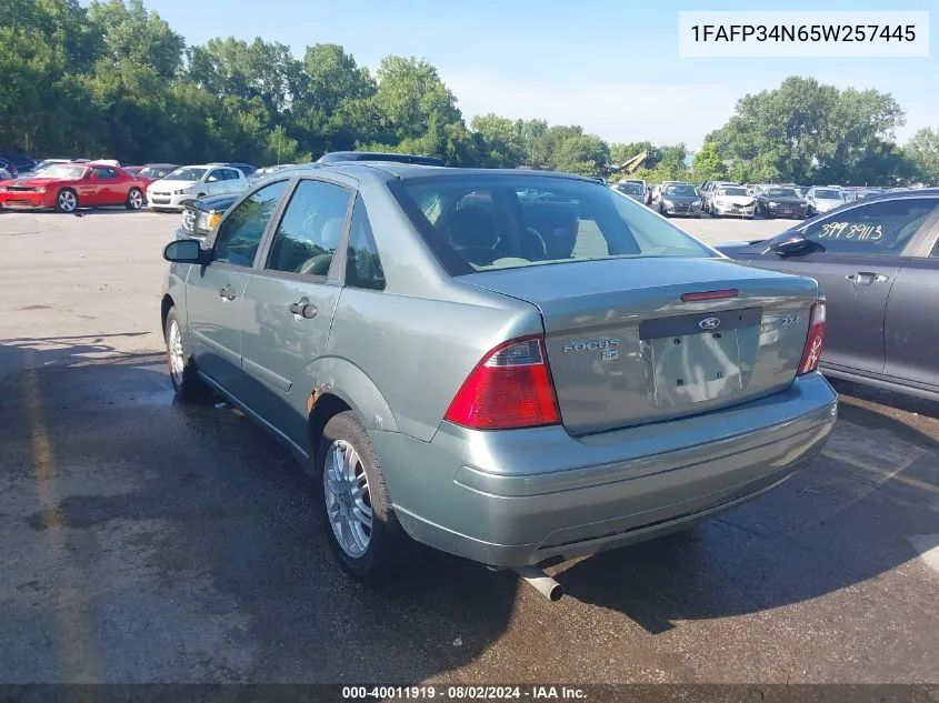 2005 Ford Focus Zx4 VIN: 1FAFP34N65W257445 Lot: 40011919