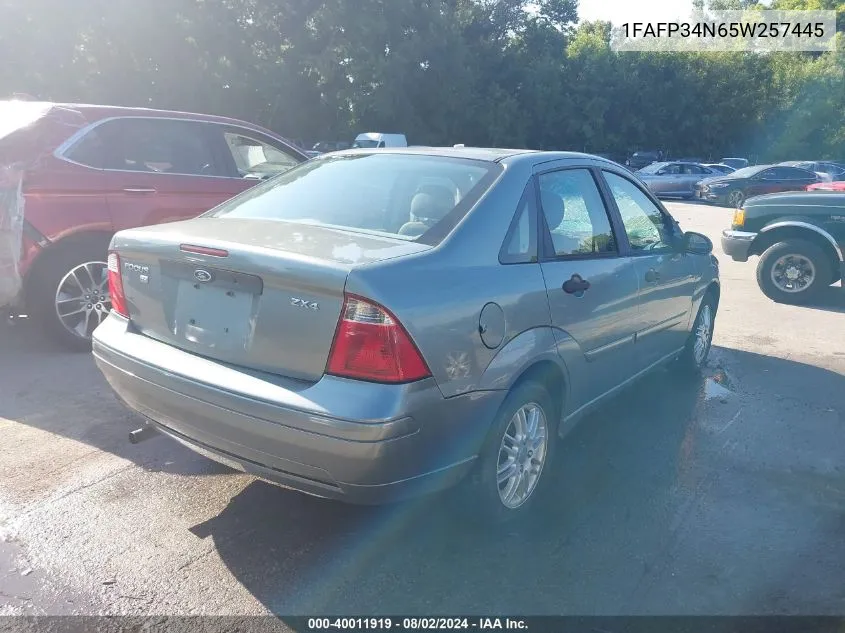 2005 Ford Focus Zx4 VIN: 1FAFP34N65W257445 Lot: 40011919