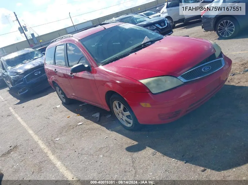 2005 Ford Focus Zxw VIN: 1FAHP36N75W167551 Lot: 40078381