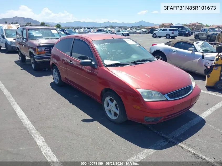 2005 Ford Focus Zx3 VIN: 3FAFP31N85R101673 Lot: 40079189