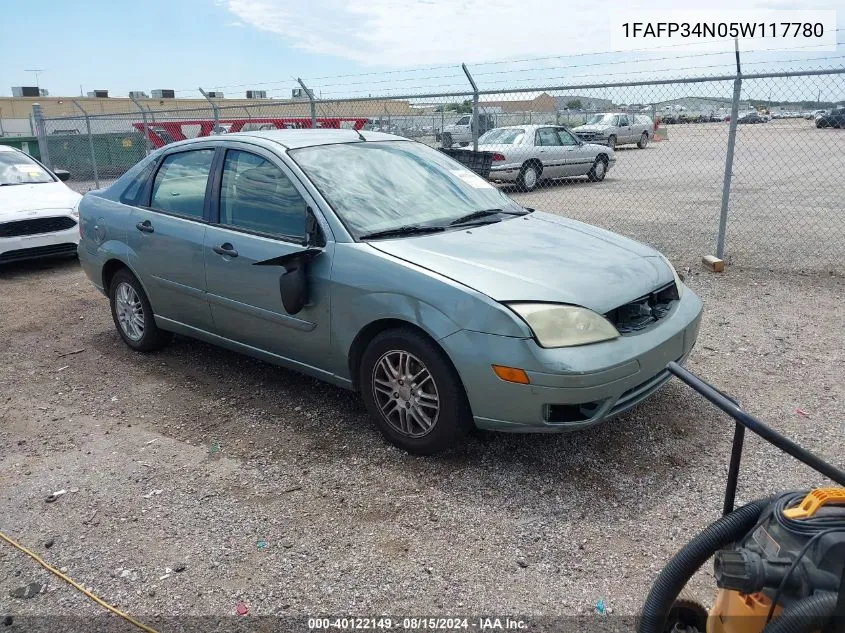 2005 Ford Focus Zx4 VIN: 1FAFP34N05W117780 Lot: 40122149