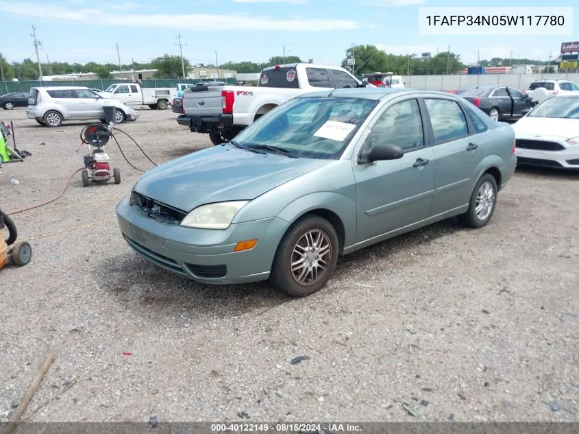 2005 Ford Focus Zx4 VIN: 1FAFP34N05W117780 Lot: 40122149