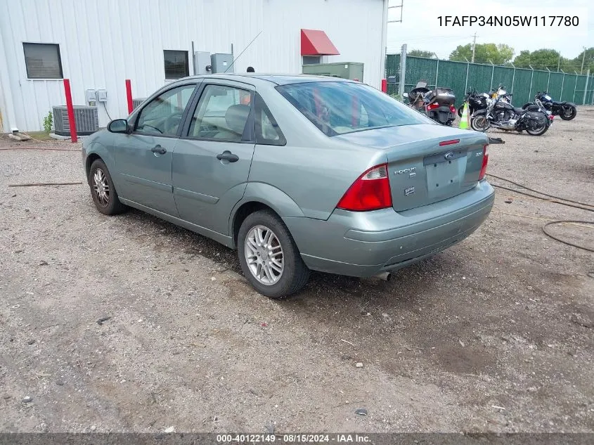 2005 Ford Focus Zx4 VIN: 1FAFP34N05W117780 Lot: 40122149