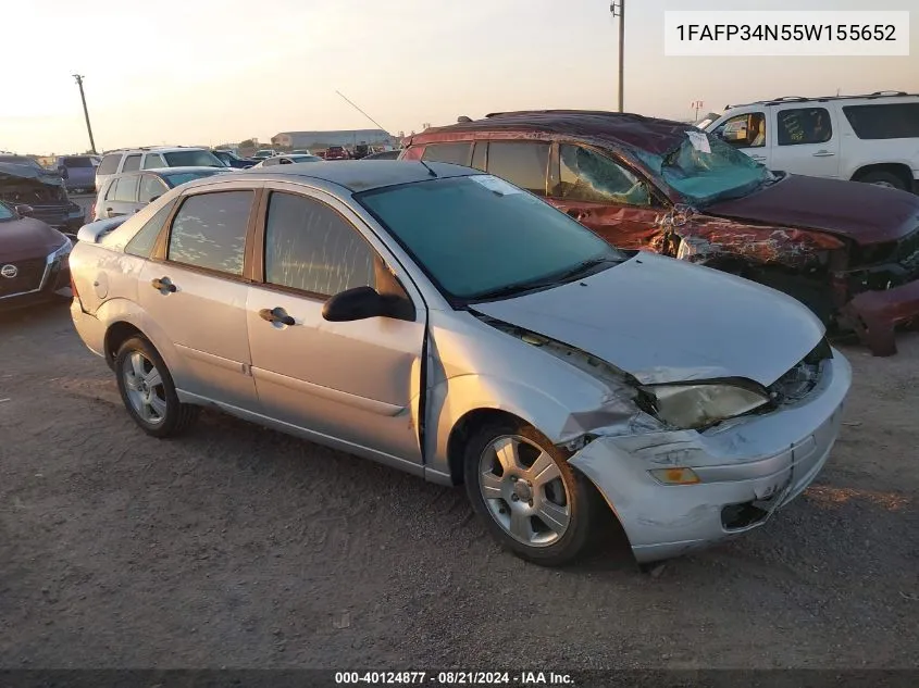 2005 Ford Focus Zx4 VIN: 1FAFP34N55W155652 Lot: 40124877