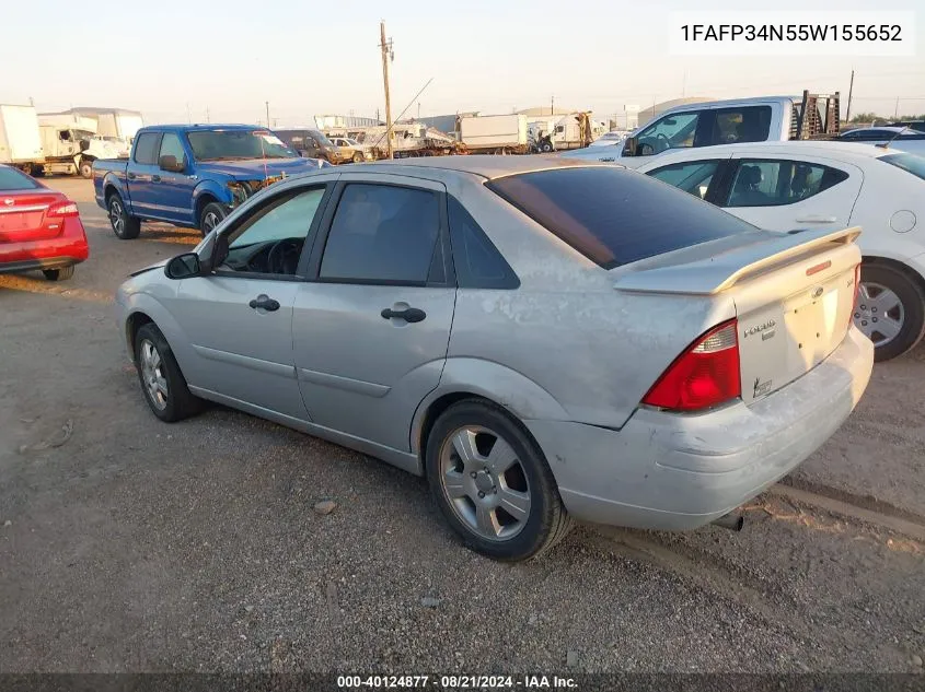 2005 Ford Focus Zx4 VIN: 1FAFP34N55W155652 Lot: 40124877