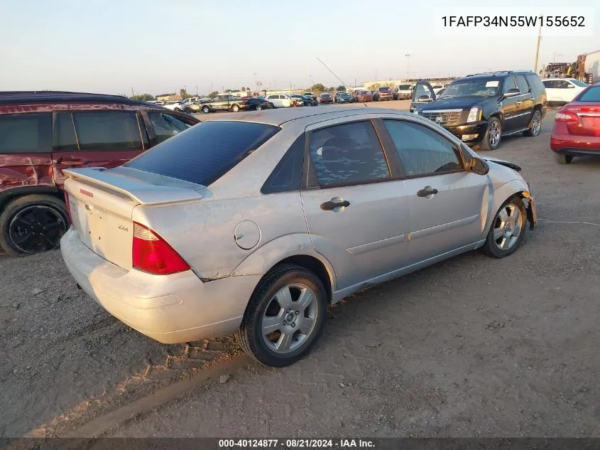 2005 Ford Focus Zx4 VIN: 1FAFP34N55W155652 Lot: 40124877